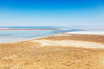 aerial view of water in Lake Eyre - Kati Thanda