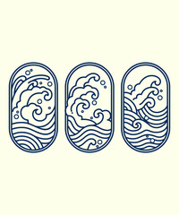 PACK OF WAVES IN SUMMER OUTLINE DESIGN