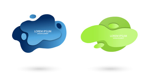 Fluid frame isolated on white background. Set of abstract liquid shapes, colorful elements, gradient waves with geometric lines, dynamical forms. Vector flat design for banner, flyer, business card