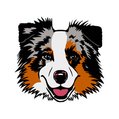 Australian shepherd dog. Vector clipart illustration. For printing and sublimation