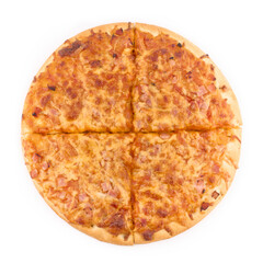 Pizza on a white plate. Fast food. A dish of Italian cuisine