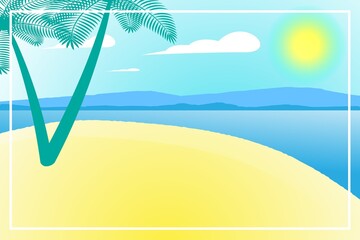 Summer banner or backgrounds with space for text. Greeting card, poster and advertising, wallpaper. Summer landscape, vacation, weekend, holiday concept. Happy shiny Day. 