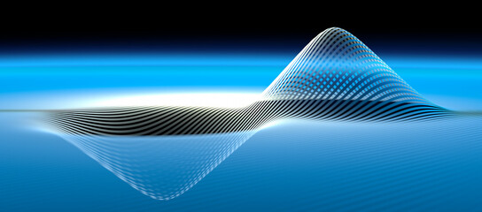 Sinus wave in a digital grid - atomic mode - obrazy, fototapety, plakaty