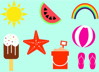 summer icons set