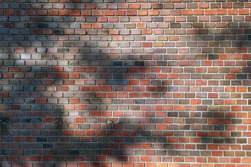 Old, colorful brick wall surface with shadows, for background, poster; color photo.