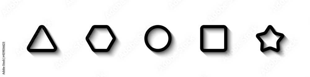 Poster geometric shapes with shadow. realistic shadow with soft edges different shapes. effect shadows. sha