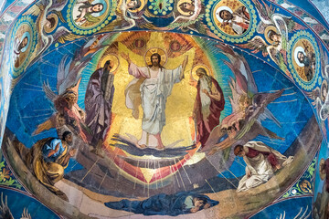 Church of the Resurrection in St. Petersburg. The mosaics in the