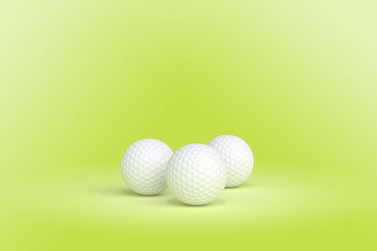 3 balles de golf sur fond vert - Illustration 3D