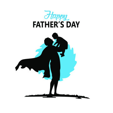 silhouette of superhero father with his son in celebration of father's day