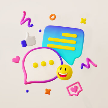 Concept of social network. Online chatting. 3d render