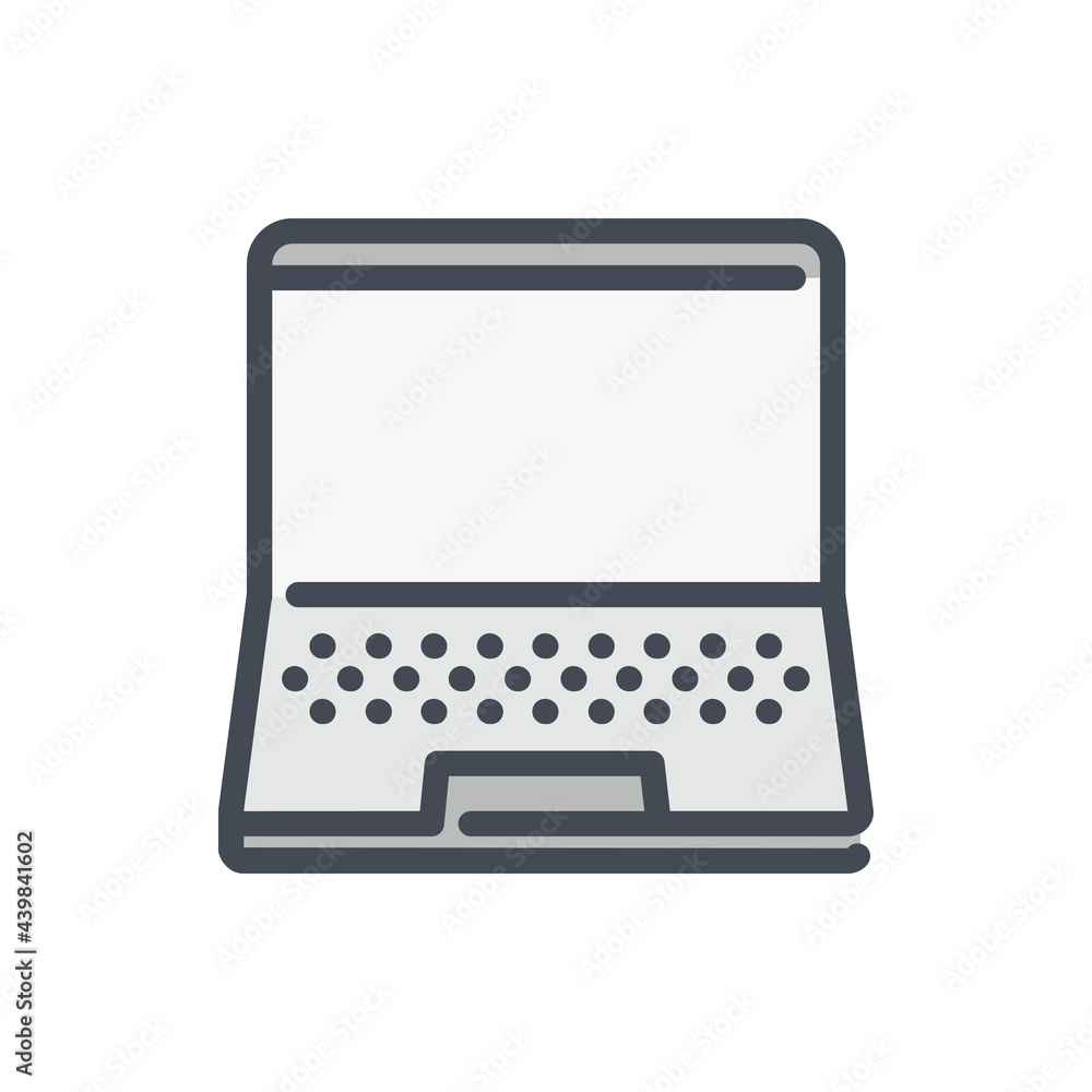 Poster laptop color line icon. notebook vector outline colorful sign.