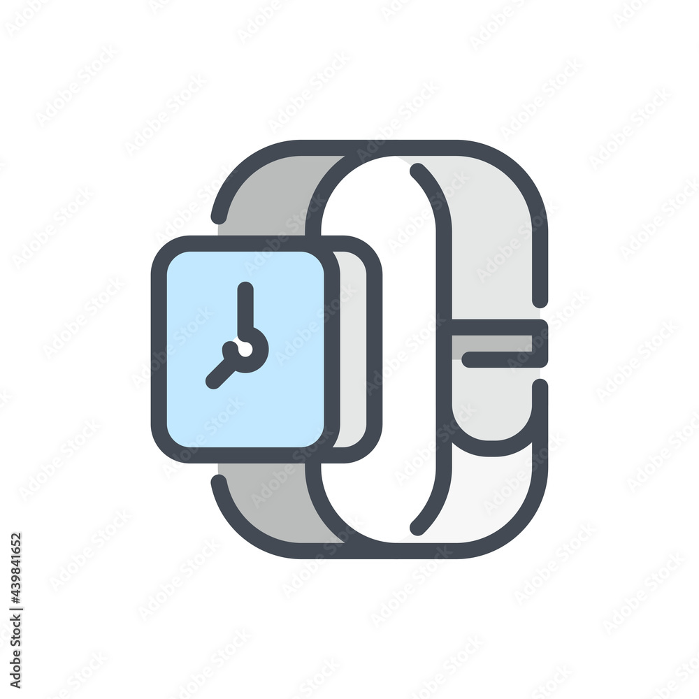 Poster smart watch color line icon. digital watch with clock on screen vector outline colorful sign.