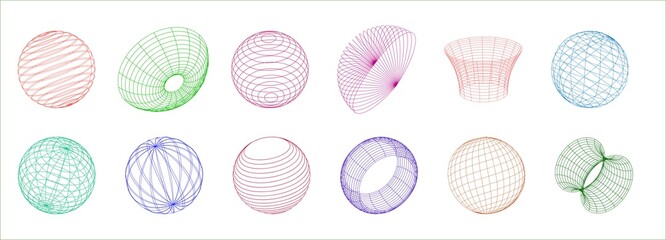 Colorful 3d wireframe set