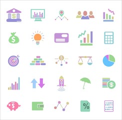 Colorful finance and business infographic icon set. Money, finance, payments elements web icon set