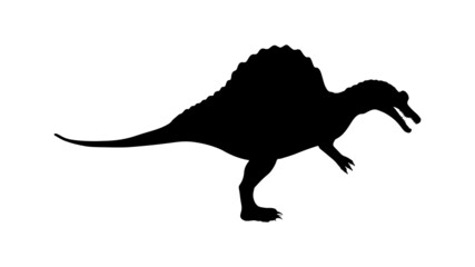 Black silhouette dinosaur isolated on white background