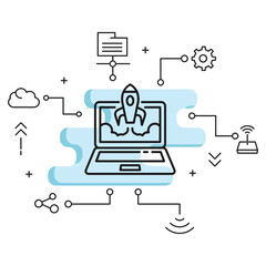 High Performance Machine Vector glyph Icon Design, Cloud computing and Web hosting services Symbol on White background, Technology Startup Concept,