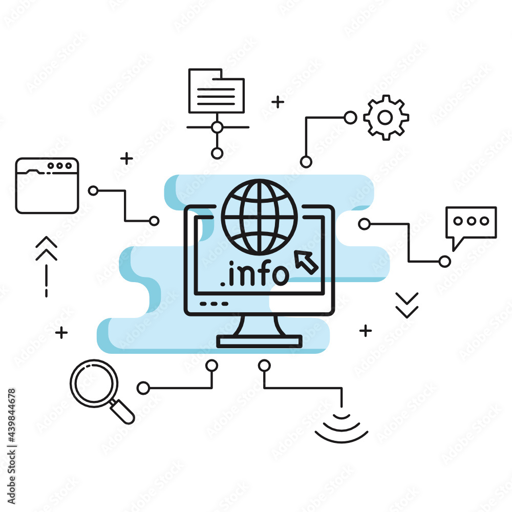 Poster dot info generic top level domain concept, gtld vectory glyph icon design, domain for information we