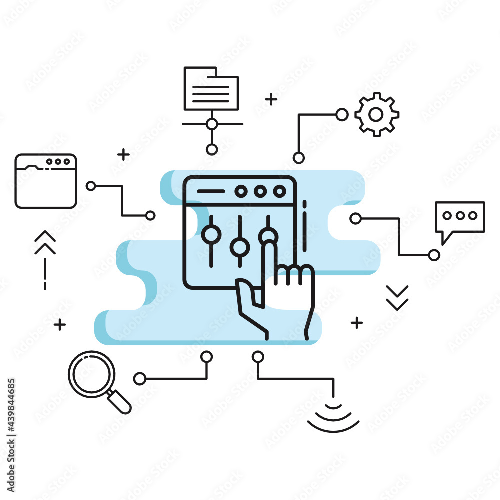 Aufkleber manual settings concept, control panel vector glyph icon design, cloud computing and internet hostin
