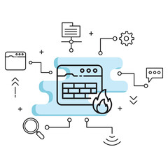 Browser Based Traffic Filter Vector Icon Design, Cloud computing and Web hosting services Symbol, network security sign, Software Firewall Concept stock illustration