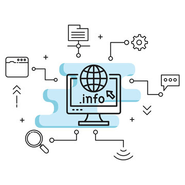 dot info generic top level domain concept, gtld vectory glyph icon design, Domain for information Website Sign, Cloud computing and Internet hosting services Symbol on White background