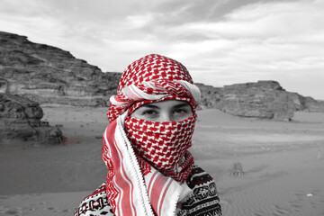 arabic jordan beduin visit desert - obrazy, fototapety, plakaty