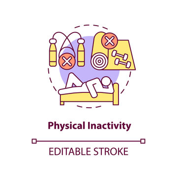 Physical inactivity concept icon. Sitting or laying down during day. Lazy lifestyle. Health problems abstract idea thin line illustration. Vector isolated outline color drawing. Editable stroke