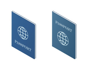 Passport concept. Colored isometric illustration. Isolated on white background.
