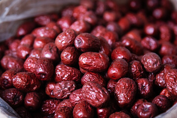 Chinese red dates, jujube. Traditional Chinese medicine. Tonic herbs.