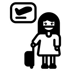 A woman in departure hall at the airport of new normality