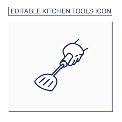 Spade line icon. Flat cooking utensils. Used to lift and flip food items during cooking. Kitchen tools concept. Isolated vector illustration. Editable stroke
