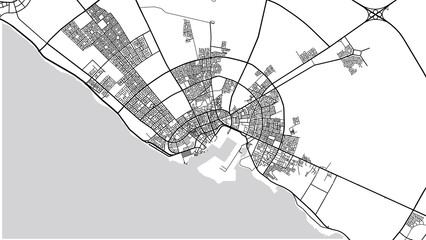 Urban vector city map of Yanbu, Saudi Arabia, Middle East