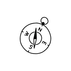 Compass icon. Outline drawing, doodle, black and white illustration, vector Stock.