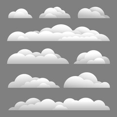 Vector Illustration. Set of clouds isolated on background
