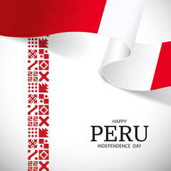 Vector Illustration of Peru Independence Day. National pattern.
 - obrazy, fototapety, plakaty