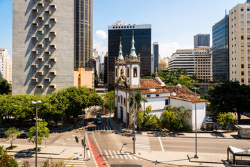 Fototapeta na wymiar Catholic Santa Luzia Church in Rio de Janeiro City Downtown