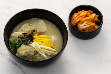 Traditional Korean rice cake and dumpling soup