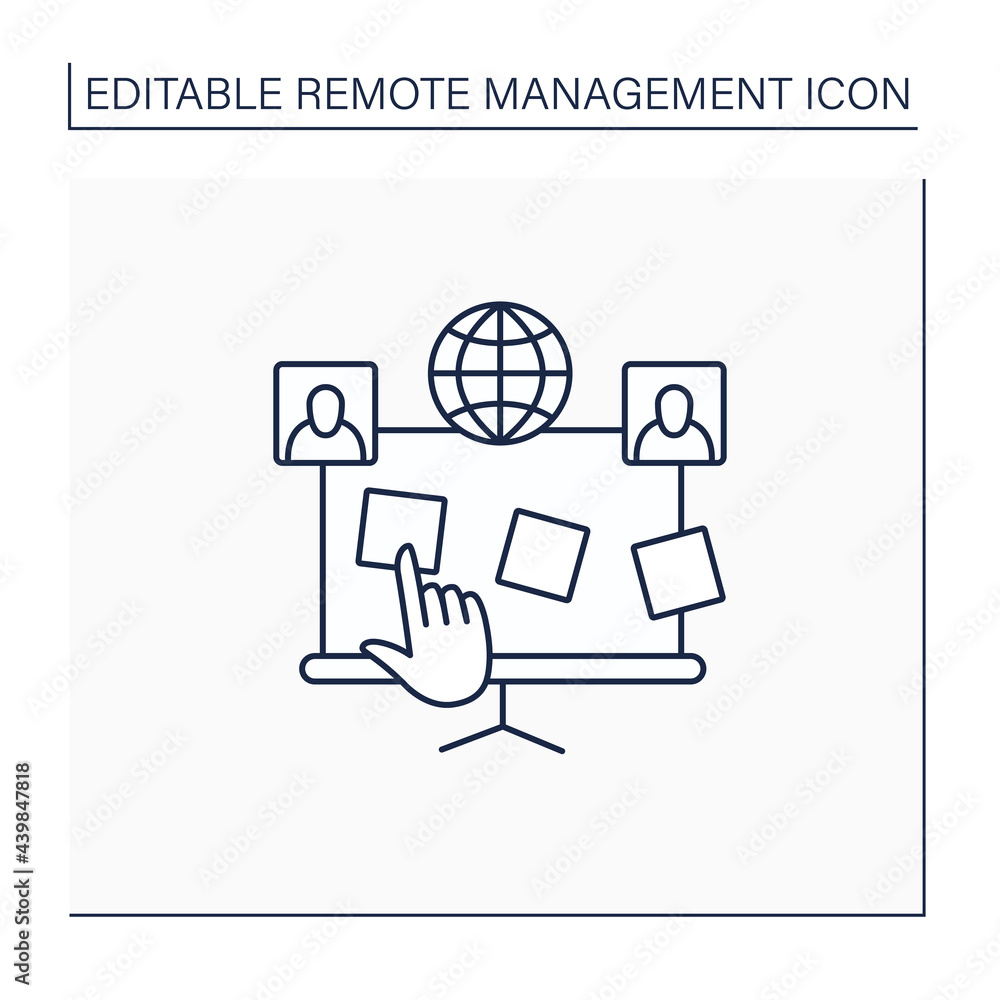 Poster planning board line icon. interactive to do list. distance work. remote management concept.isolated 