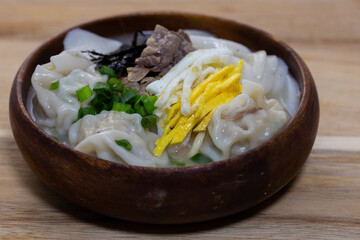 Traditional Korean rice cake and dumpling soup