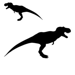 Black silhouette dinosaur isolated on white background