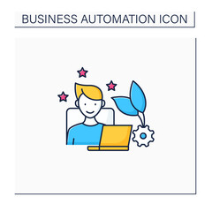 Favorite job color icon. Improved job satisfaction. Employee feels self-motivated, content. Satisfied with job. Business automation concept.Isolated vector illustration