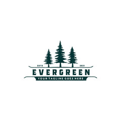 Pine, Evergreen, Fir, Hemlock, Spruce, Conifer, Cedar, Pinus Tree Forest Logo Design Vector