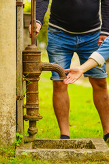 Old hand pump in garden