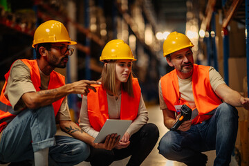 Warehouse workers during inventory