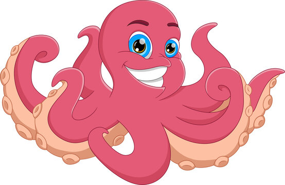 cute octopus cartoon posing and smiling