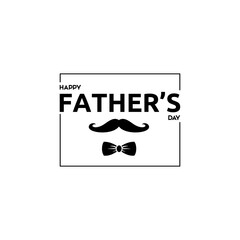 Happy Fathers Day Lettering Background with a Mustache and Bow Tie Vector Illustration
