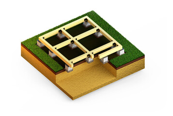 individual footing foundation - isolated computer generated industrial 3D rendering
