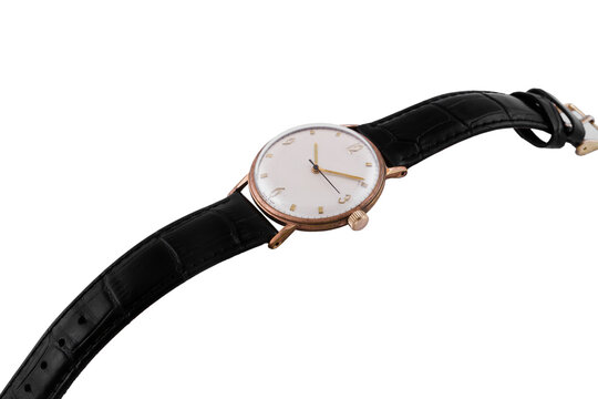 Luxury Watch With Black Straps Isolated On A White Background