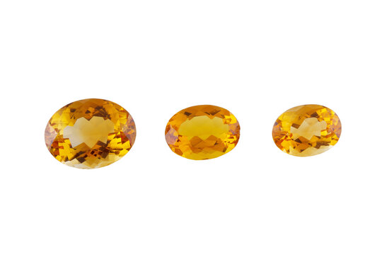 Citrin stones isolated on a white background