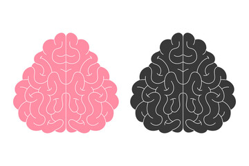 Vector human brain silhouette, icon. Neuropsychology, medicine, creativity, memory problems, dementia. Flat illustration isolated on white background