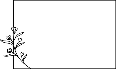 Obraz premium Wildflower Square frame line art illustration